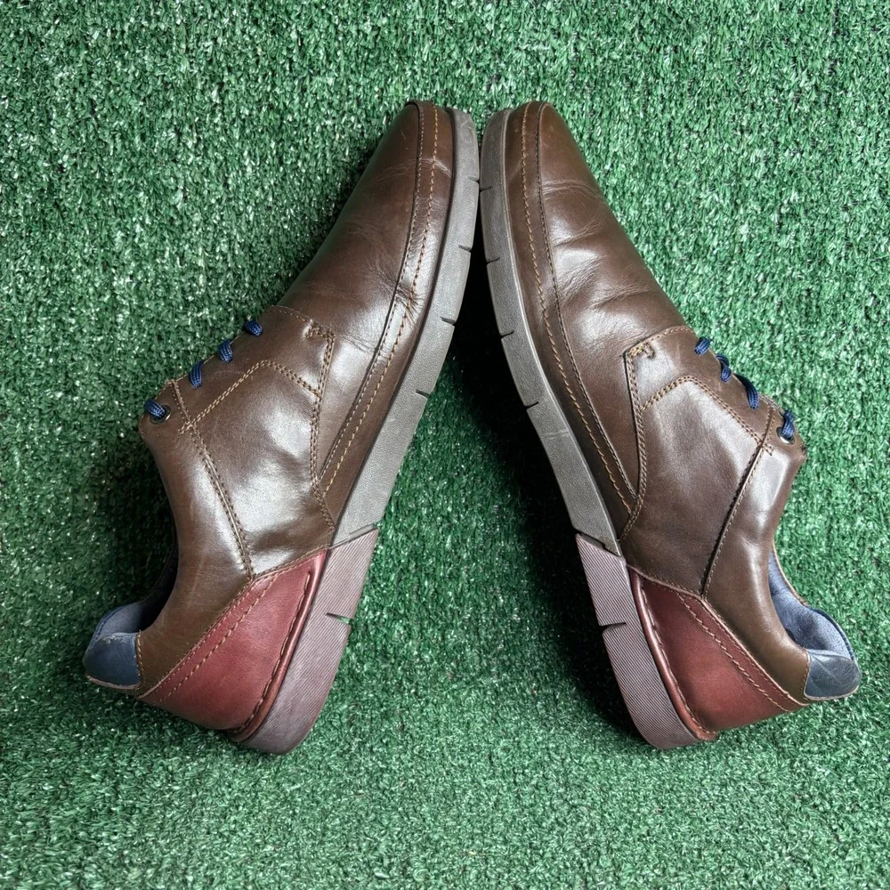 Pikolinos Leather Two Tone Heel Lace Up Casual Comfort Derby Brown Mens 12.5-13